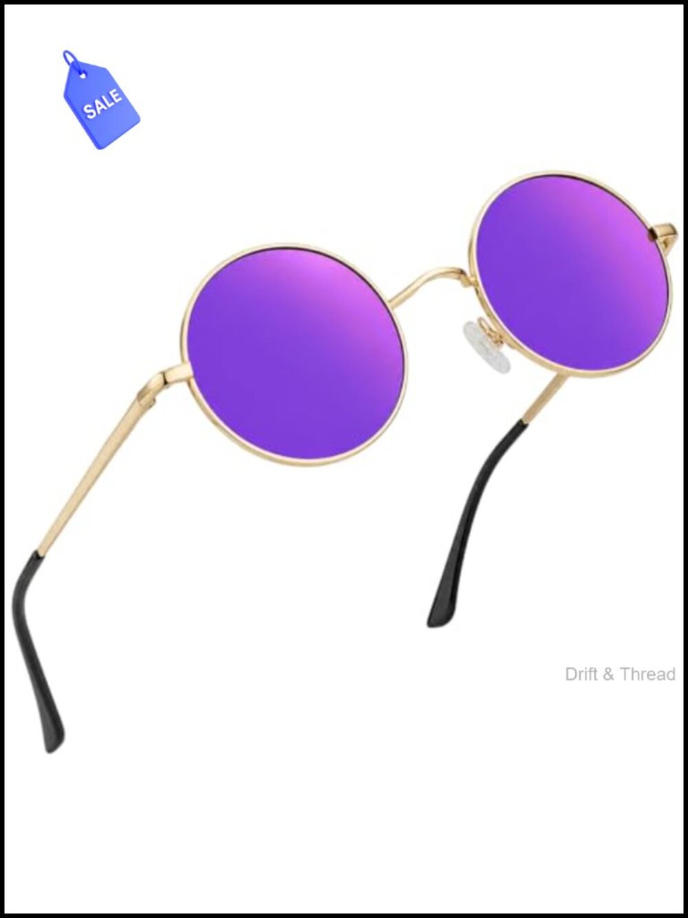 Small Round Sunglasses Retro Hippie Circle Metal Frame UV Protection
